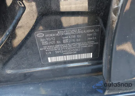 2013 Hyundai Sonata Gls z USA, uszkodzony, nr VIN 5NPEB4AC2DH508317